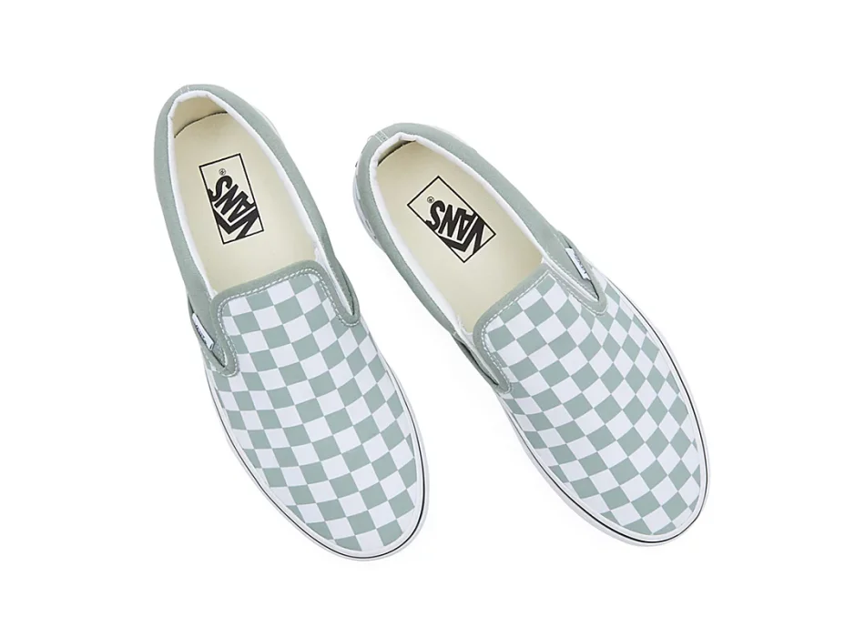 VANS CLASSIC SLIP-ON CHECKERBOARD SHOES ICEBERG GREEN