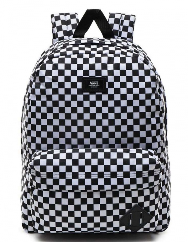 black and white check backpack