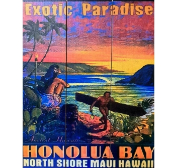 VINTAGE ISLANDS SURF FRAME WOODEN HONOLUA BAY EXOTIC ISLAND