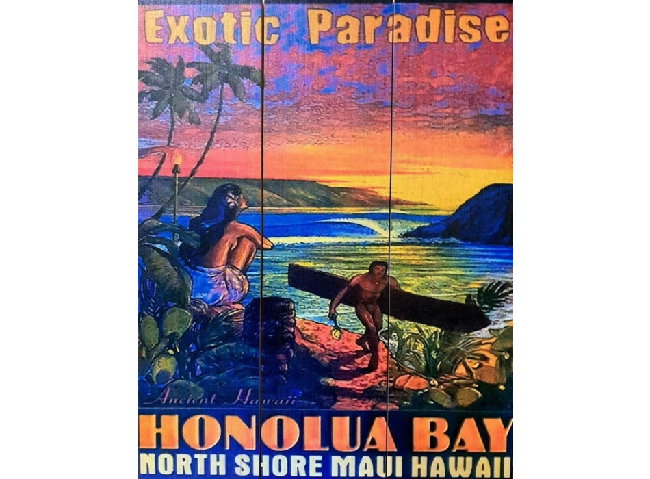 VINTAGE ISLANDS SURF FRAME WOODEN HONOLUA BAY EXOTIC ISLAND