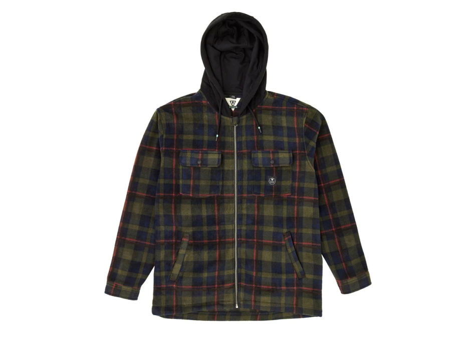 VISSLA HERMOSA HOODED OVERSHIRT RED