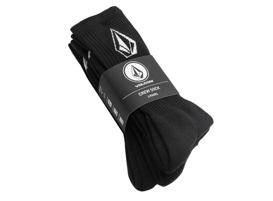 VOLCOM FULL STONE SOCKS BLACK 3 PACK 
