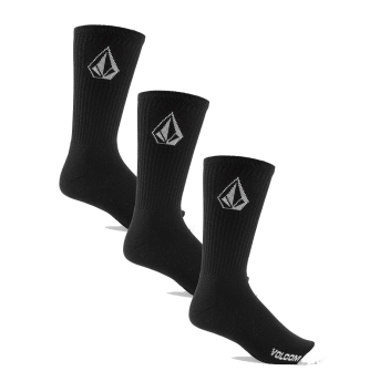 VOLCOM FULL STONE SOCKS BLACK 3 PACK 