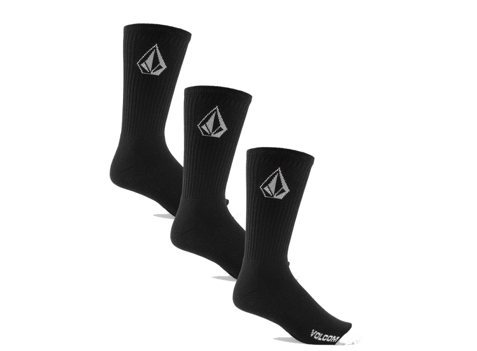 VOLCOM FULL STONE SOCKS BLACK 3 PACK 