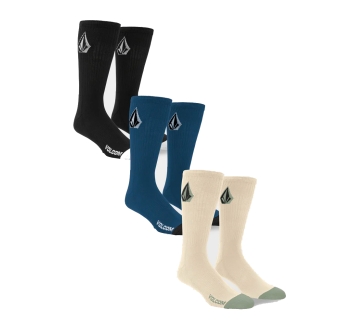 VOLCOM FULL STONE SOCKS WHITE 3 PACK PALE KHAKI