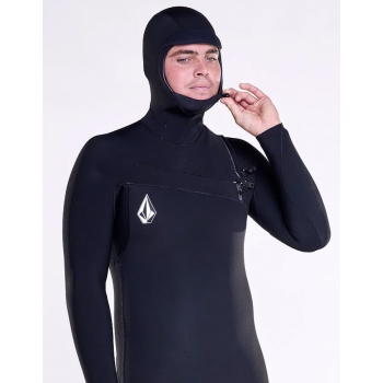 VOLCOM MODULATOR 5/4/3MM HOODED CHEST ZIP WETSUIT BLACK