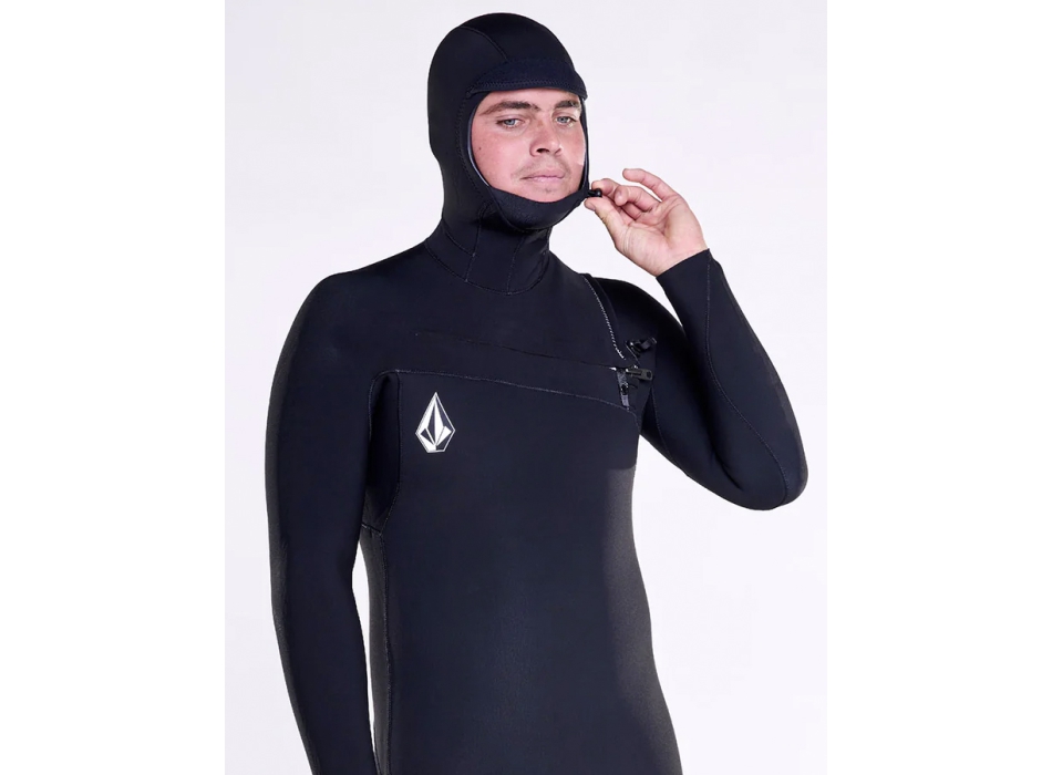 VOLCOM MODULATOR 5/4/3MM HOODED CHEST ZIP WETSUIT BLACK