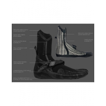 XCEL DRYLOCK 5MM SPLIT TOE BOOTS BLACK GREY