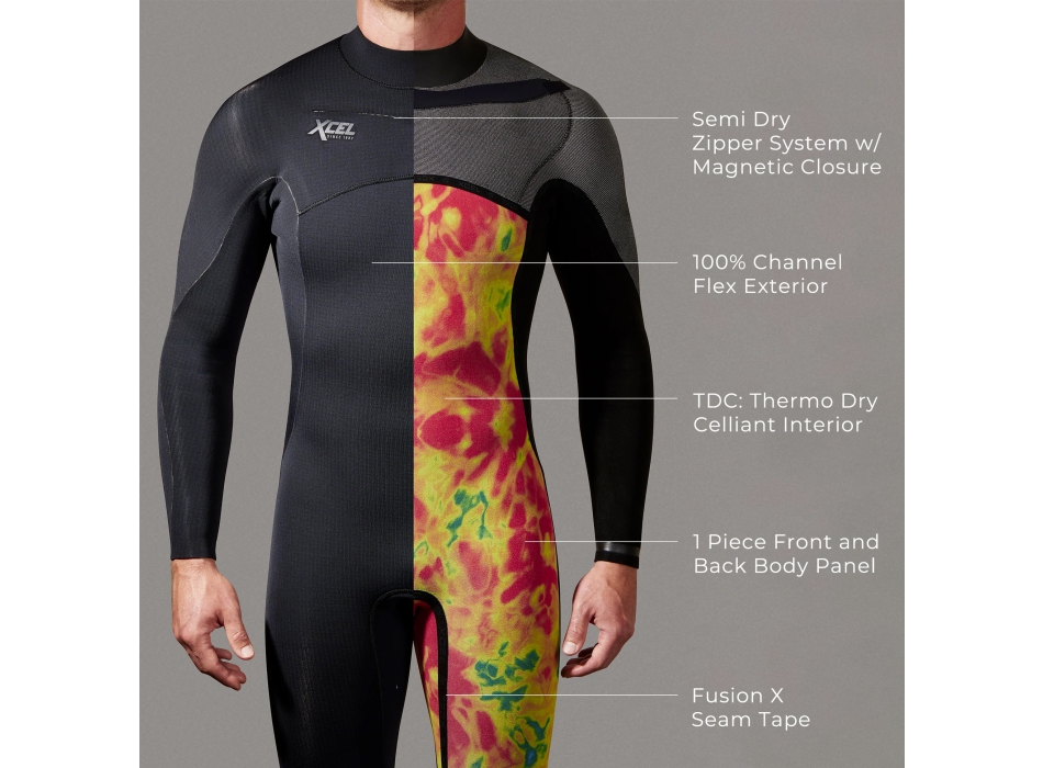 XCEL MENS COMP X 4.5/3.5 HOODED WETSUIT BLACK