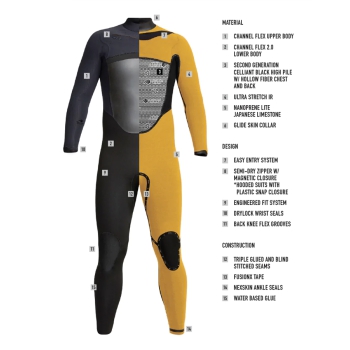 XCEL DRYLOCK 4/3 BLACK FULL WETSUIT